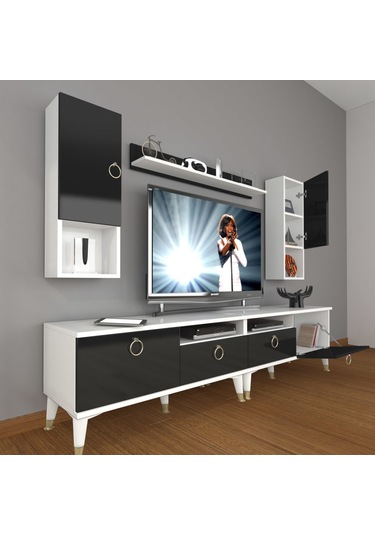 Decoraktiv Eko 5200da Mdf Gold Tv Ünitesi Tv Sehpası Beyaz - Siyah