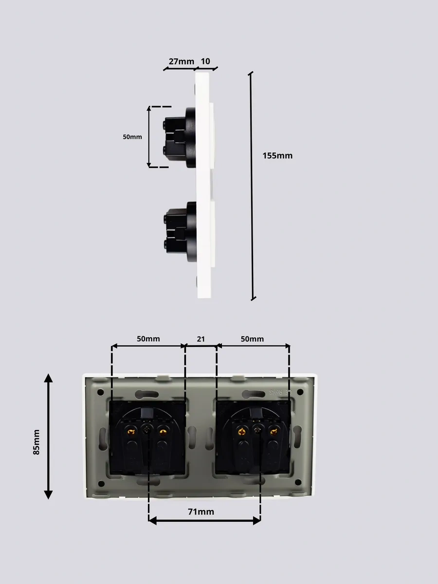 Vo'stabl Çiftli, İki Kişilik Gri Priz, Topraklama, Koruyucu Kapaklar. 145892878 102