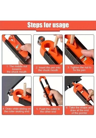 Elmpaly 1 Adet Ayarlanabilir Kalem Pergeli Kilitli Ahşap Ölçüm Aleti Metal Plastik Dıy Projeleri