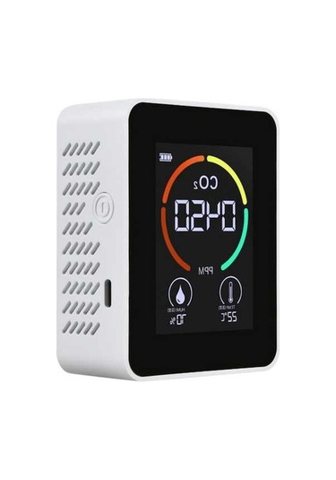 Prestigegoods Ve Sıcaklık Ölçer Nem Lcd Karbondioksit Kalitesi Hava Göstergeli Ekranlı Cihazı Analiz - Om