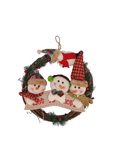 Kangvka Noel Kardeşleri Rattan Çemberi - Rustik Stil Ev Kapısı Pencere Dekorasyonu - Açık Renkli Noel Vibe Oluşturucu