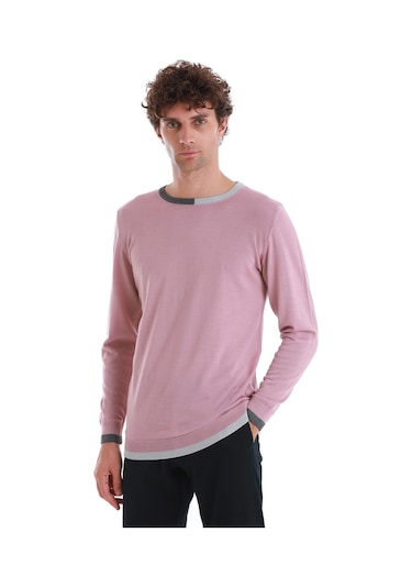 Hatemoğlu Pembe Regular Fit Düz Bisiklet Yaka Yünlü Triko Kazak 34122023a001 014 Pembe