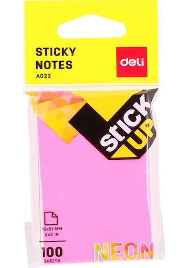 Deli Sticky Notes Yapışkanlı Not Kağıdı 76x51 Mm Neon 100 Sayfa A02202