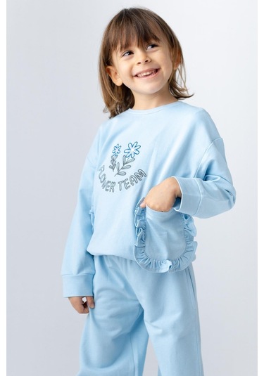 Zeyland Kız Çocuk Nakış Detaylı Sweatshirt-mavı Mavi
