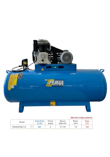 Puma Pb6000 / 500-7.5 500 L 12 Bar İtalyan Kafa Piston Kompresör