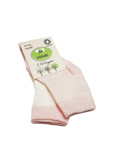 Kitikate Organik Bebek Çorabı 0-3 Ay Pembe 2 li "Karışık Renkli"