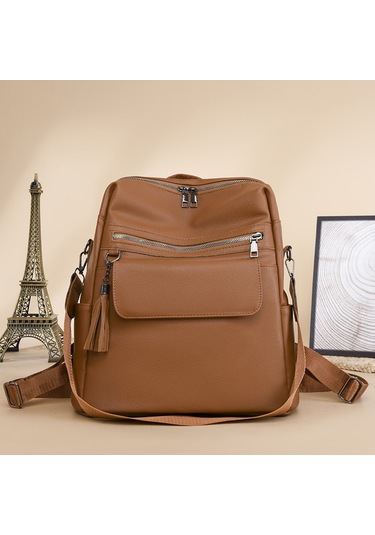 Basit Renk Uyumlu Retro Kadın Sırt Çantası Yeni Stil Boş Zaman Büyük Kapasiteli Öğrenci Çantası Amerikan Tarzı Omuz Sırt Çantası Diğer