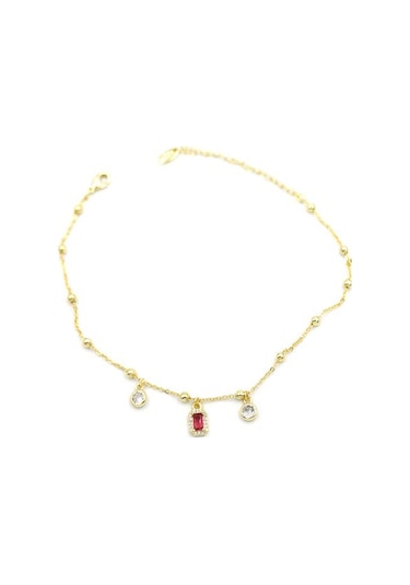 Renkli Taşlı Halhal - Kırmızı Diğer