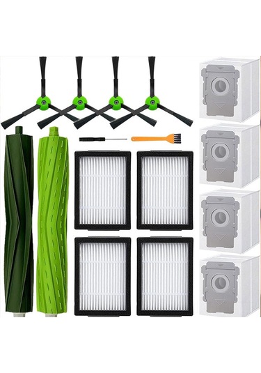 Dofolink Irobot Roomba I/j/e Serisi Süpürge Aksesuar Seti - 2 Çift Rulo Fırça, 8 Yan Fırça, 8 Hepa Filtre, 4 Çanta, Temizlik Fırçası Ve Tornavida İle Yüksek Verimli Filtreleme Teknolojisi