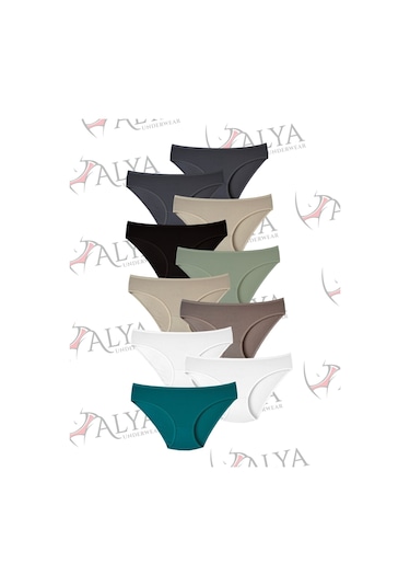 Alya Underwear Kadın Külot Basic Slip Renkli Pamuklu Iç Çamaşırı 10'lu Paket Multicolor-x32 Multicolor - X31