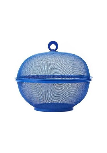 Pazly Kapaklı Meyve Tutucu Hızlı Boşaltma Süzgeci, Yeniden Kullanılabilir Mutfak Sepeti, Modern Sinek Önleyici, Aşınmaya Dayanıklı Mavi Mavi