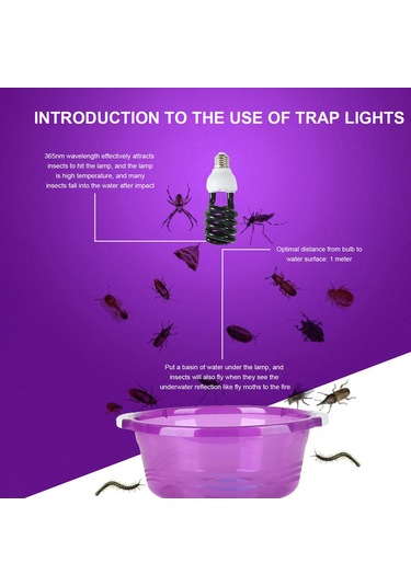 Hfambition E27 Uçak Soketli 110v 20w 365nm Siyah Işıkli Halka Tipi Böcek Tutucu Lambası - Çiftlik, Bahçe Ve Tavukluklar İçin Kimyasız Kullanım