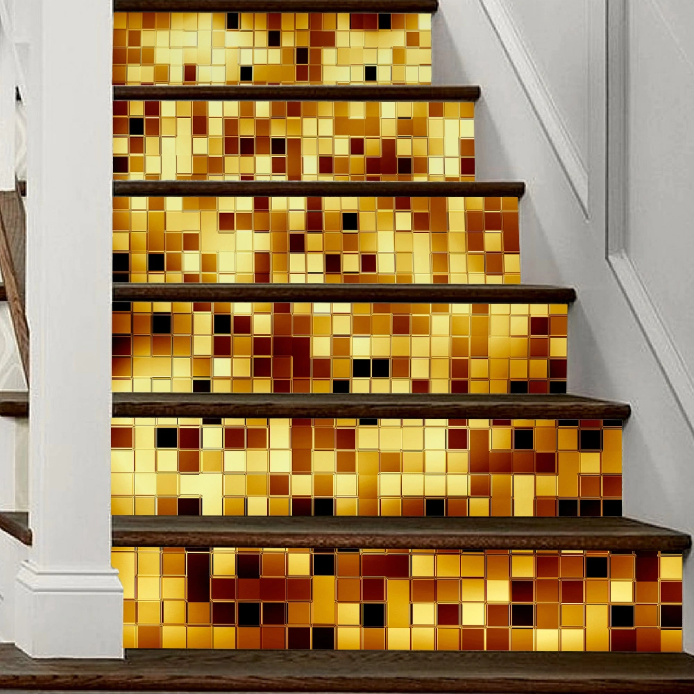 Hombey 6 Adet Pvc Merdiven Sticker, 100x18 Cm, Kuru Yüzeyler İçin, Kolay Kurulum Ve Kaldırma, Antibakteriyel, Nem Engelleme, Dekoratif Lt6p004 Model 4 Diğer