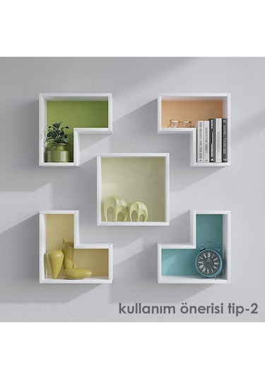 Decormet Elıtra Duvar Rafı Beyaz Çok Renkli