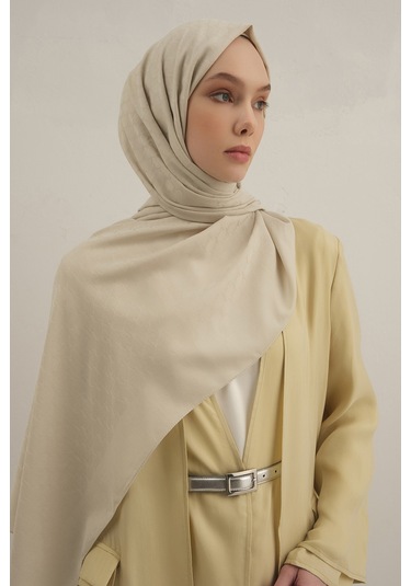 Bej Link Desen Bambu Cotton Şal 17 BEj