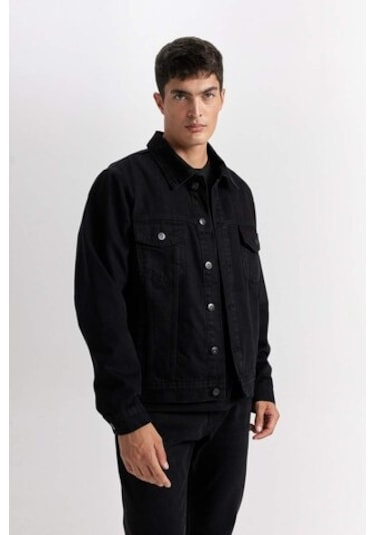 DeFacto Düğmeli Cepli Jean Ceket D2846AX24AUNM40 Siyah