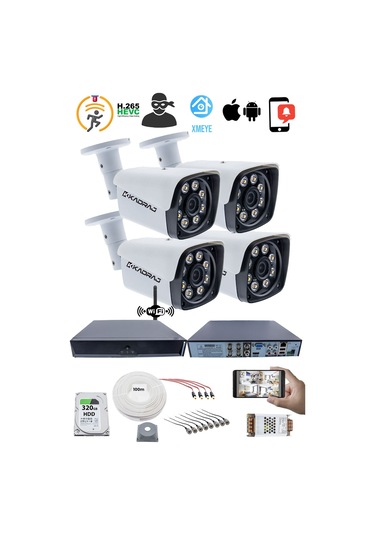 4 Kamera Kadraj Güvenlik Set 5mp Sony Seculens Kdj-4s-8w-kk-m-v1