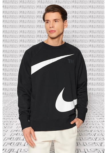 Nike Swoosh T. M. Fleece Crew Black Erkek Sweatshirt Siyah S Fiyatlar ve Ozellikleri