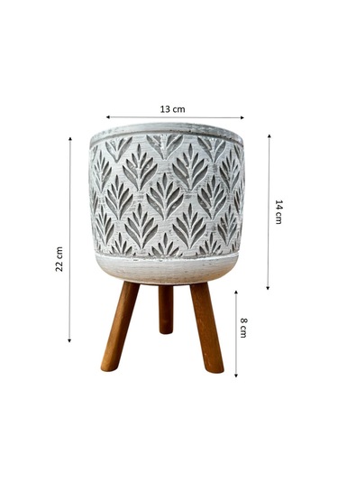 Bitki Tasarımı Ev Dekorasyon Gri Lotus Ayaklı Beton Saksı Çiçeklik Saksılık