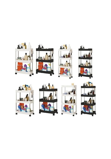 Jms Beyaz Dört Katmanlı Depolama Rafı Bağımsız Güçlü Yük Taşıyan Kullanışlı Mutfak Ayaklı B