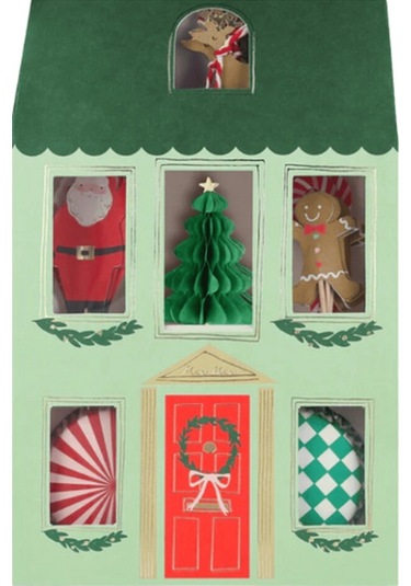 Meri Meri - Festive House Cupcake Kit - Yeni Yıl Evi Cupcake Kit 24'lü