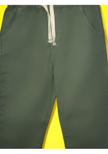 Erkek Bebek Keten Beli Paçası Lastikli Pantolon-15708 Yeşil