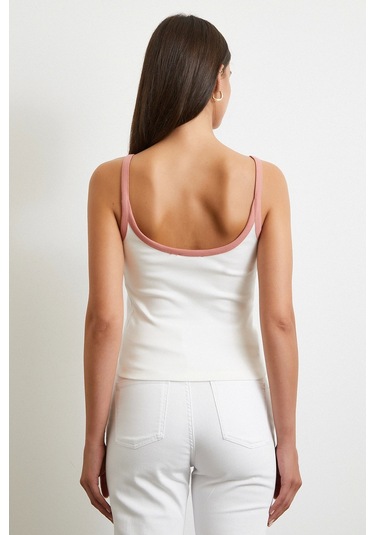 Çiçek Baskılı Askılı Top Ekru Ekru