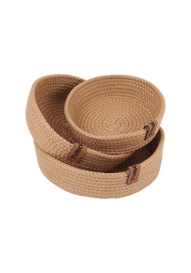 Hasır Sepet 3 Lü Düzenleyici, 3 Lü Sepet Takımı, Jüt Sepet Organizer 3lü Banyo Düzenleyicisi 001