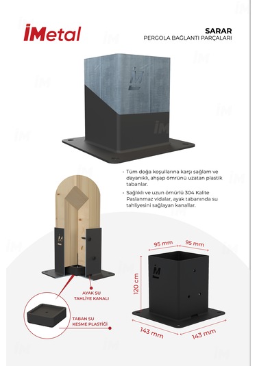 Sarar Tek Bölümlü Pergola Seti 90 x 90 MM Ahşap ve Tente Dahil
