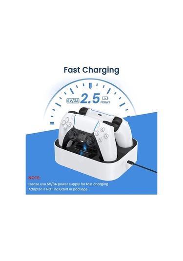 Novahub Yenidery Dual Hızlı Şarj Cihazı Ps5 Kontrolör Standı Sony Playstation 5 Dualsense Beyaz Amerika Birleşik Devletleri Beyaz