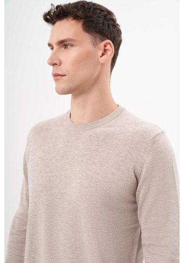 Erkek Bej Basic Bisiklet Yaka Dynamic Fit Rahat Kesim Triko 26kc017006653 Bej Bej