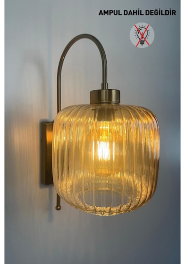 Mopa Bal Rengi Cam Tekli Aplik Retro Sarkıt Lamba Restoran Salon Aydınlatma Bal