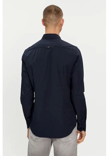 Calvin Klein Erkek Pamuklu Slim Fit Lacivert Gömlek Mavi