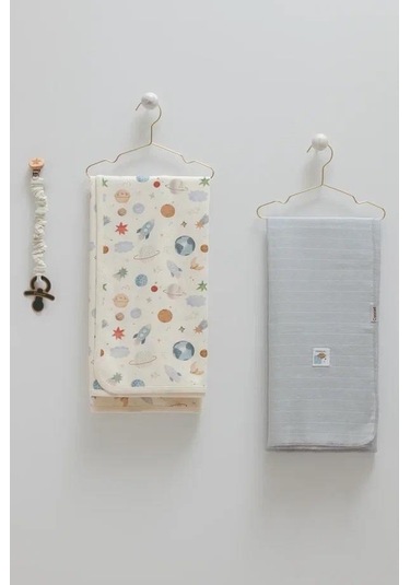 Erkek Bebek 2'li Müslin ve Penye Battaniye 80x90 CM Car-2206 Gri