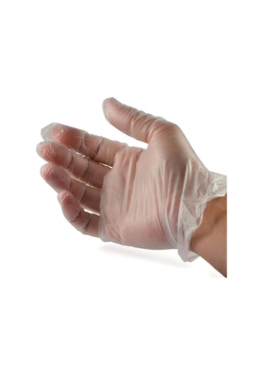 Dolphin Pudrasız Vinil Vinyl Tek Kullanımlık Eldiven Şeffaf Large Büyük Boy - 100'lü 5 Paket