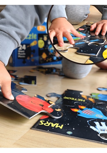 Doerkids Dev Gezegenler Puzzle Jumbo Yer Puzzle Eğitici Solar Sistem 24 Parça Gezegenler Eğitici Puzzle