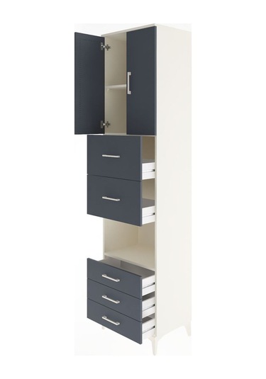 Hyperion Dolap 3 Raflı 5 Çekmeceli 2 Kapaklı 60x44x243 Aytaşı-antrasit Aytası