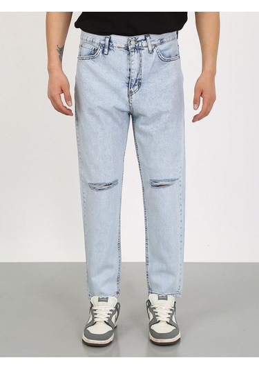 Boyfriend Diz Yırtık Buz Mavi Jean-buz Mavi - 34 Buz Mavi