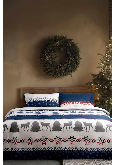 Cotton Collection Kışlık Pazen Tek Kişilik Nevresim Seti Winter Renkli
