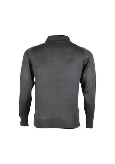 Erkek Gri Kazak Polo Yaka Yünlü Klasik Normal Kesim Rar00649