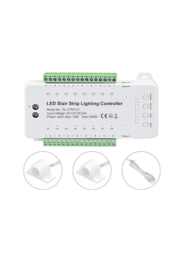 Singree 16 Adımlı Akıllı Led Merdiven Aydınlatma Kontrol Cihazı - Pır Sensörlü Otomatik Açma/kapama Diğer