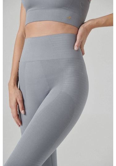 Jerf Gela Yüksek Bel, Esnek Ve Toparlayıcı Spor Tayt Gri