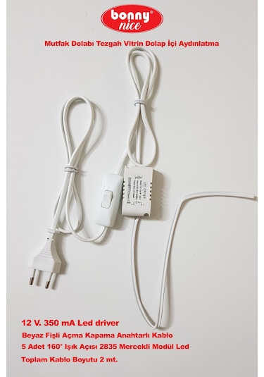 Mutfak Dolabı Tezgah Vitrin Dolap İçi Aydınlatma Led Turuncu 5'li