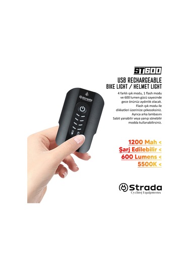 Stradacycles St-600 Çift Yönlü Lityum Şarj Edilebilir Far