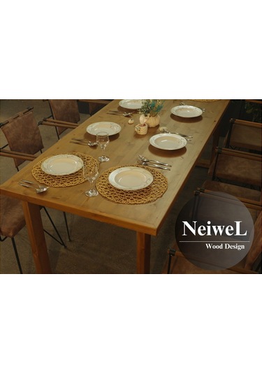 Neiwel Loen Doğal Ahşap Yemek Masası-100-280 Açık Ceviz