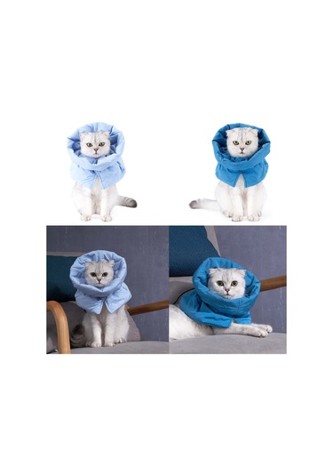 Vkemall Kedi Yaralarını Yalama Koruyucu Eşarpı, Soğuk Hava İçin Yumuşak, Hafif, Ayarlanabilir, Mavi, M Boyutu