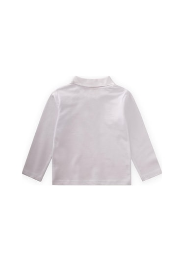 Uzun Kollu Polo Yaka T-shırt 2-14 Yaş Kırık Beyaz Kırık Beyaz
