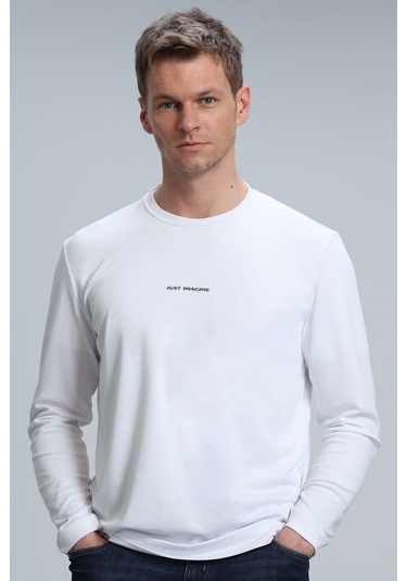 Lufian Moss Erkek Uzun Kol Tişört Kırık Beyaz 112020040100510 Ekru