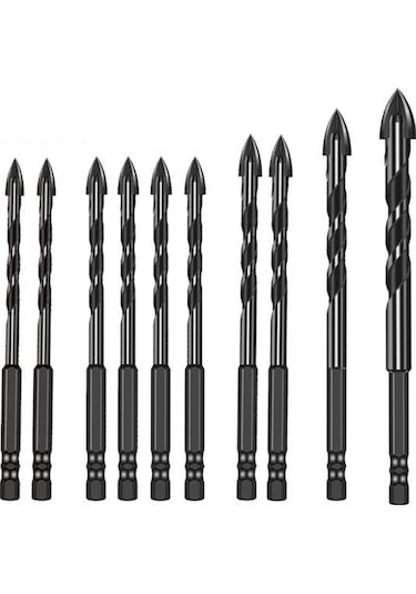 Hallow Yg8 Karbür Dört Kenarlı Crossdrill Bit Set 10 Adet