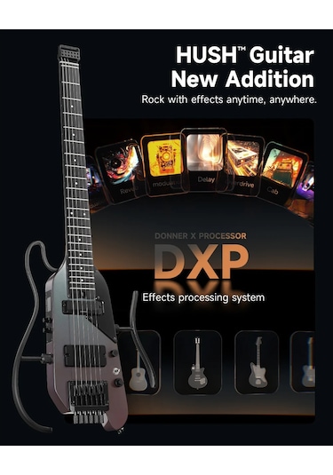 Donner Hush X Pro Elektro Gitar Midnight Glow